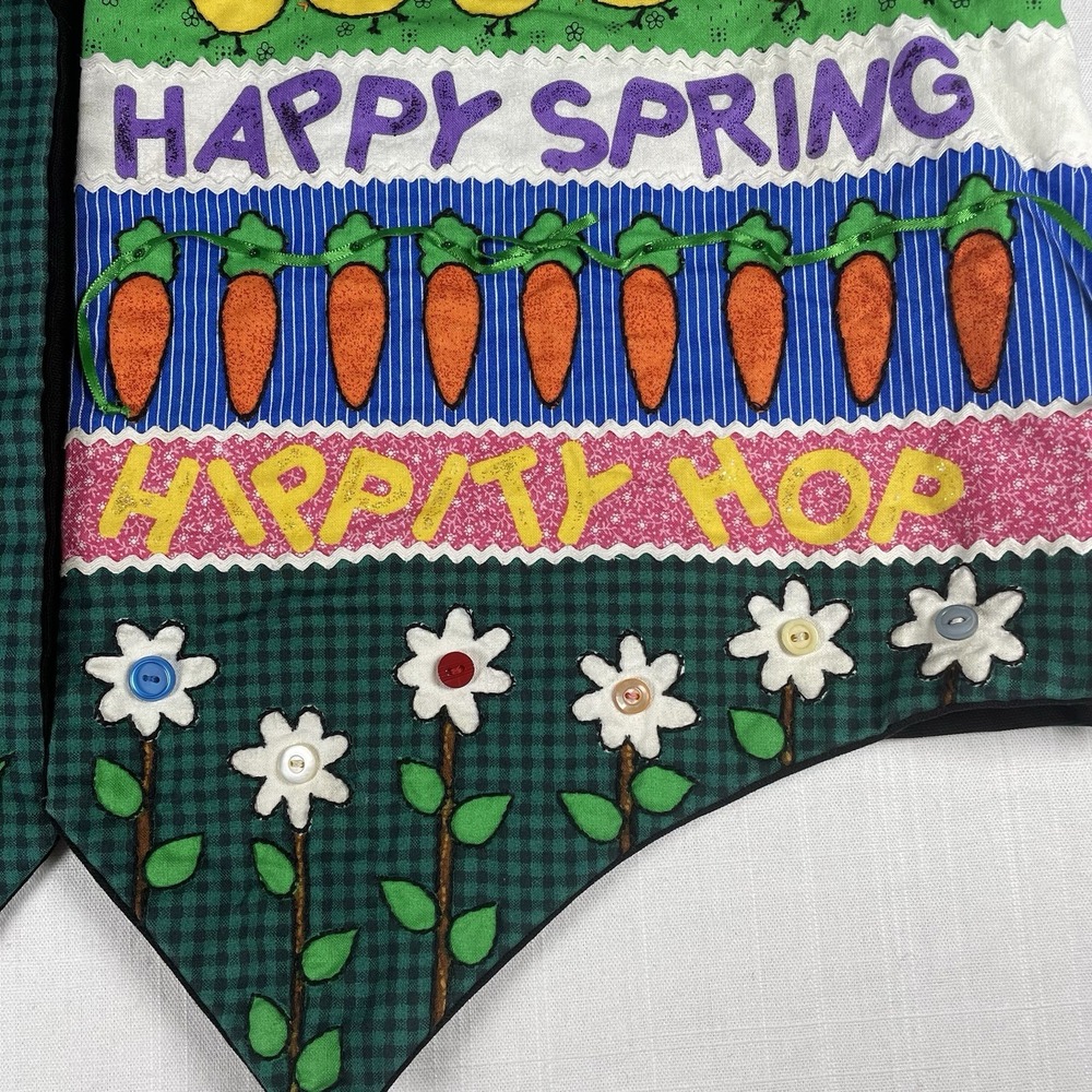 Easter Embroidered Festive Vest Unisex Buttons And Glitter Spring Easter Bunny - Picture 6 of 11